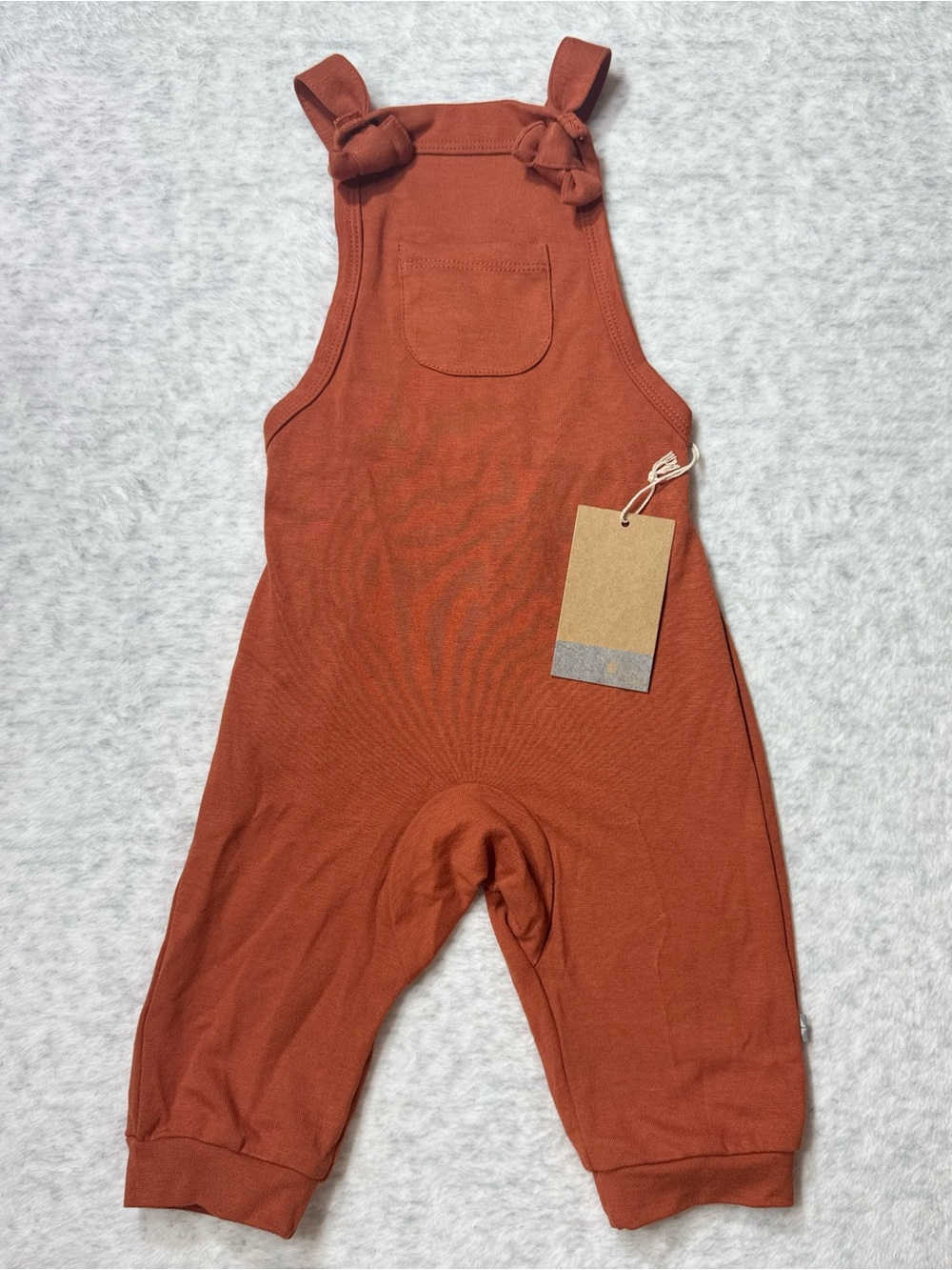 NWT Kyte Baby Rust Terracotta Bamboo Overalls Romper 18-24M Fall Neutral Orange